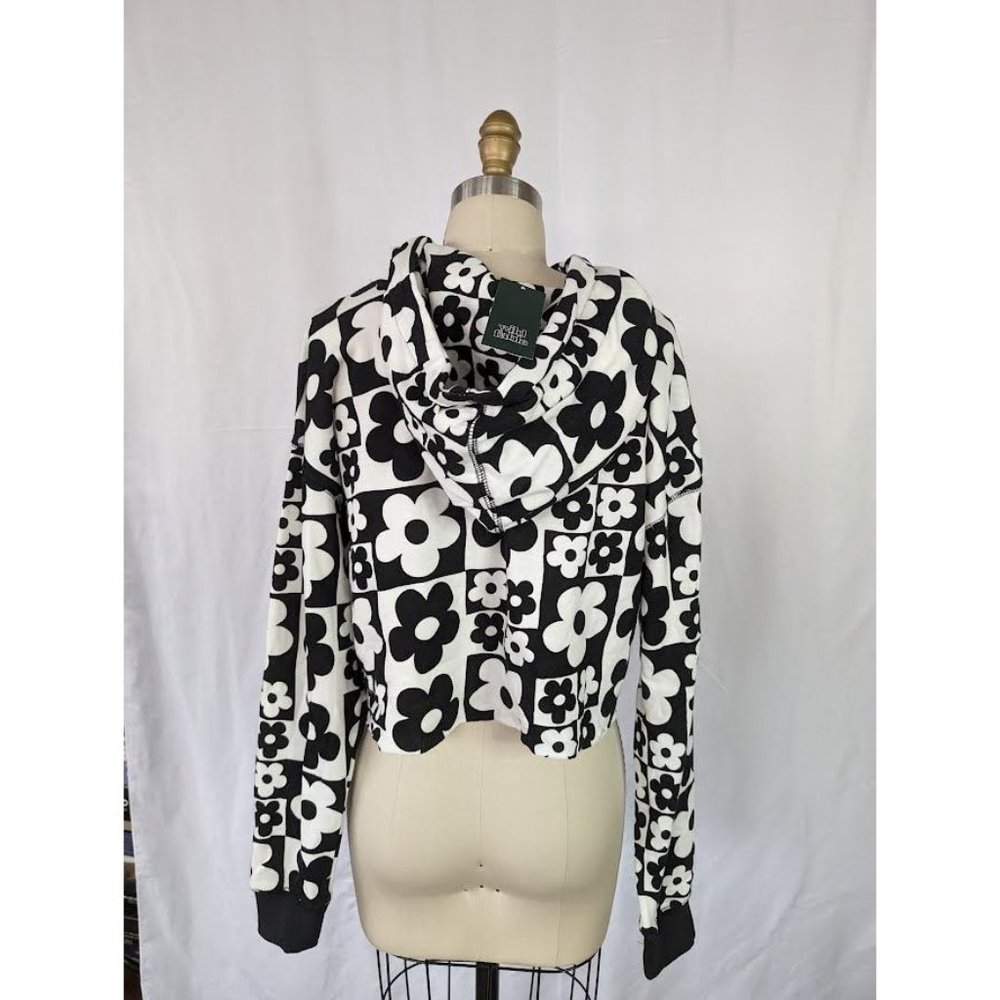 Women's Junior's Wild Fable Cropped Hoodie Sweatshirt Size Small Raw Hem NEW - Picture 3 of 7